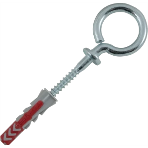 Дюбель для всех типов стен Duopower 5x25 мм крюк-кольцо цвет серый/красный 8 шт.