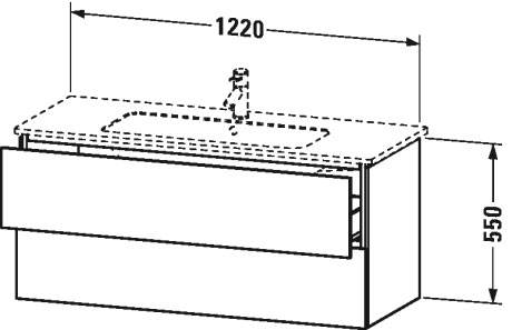 LC624304747 Тумбочка подвесная L-Cube #LC6243 1220 x 481 мм Каменно-синий глянцевый лак Duravit - Вид №1