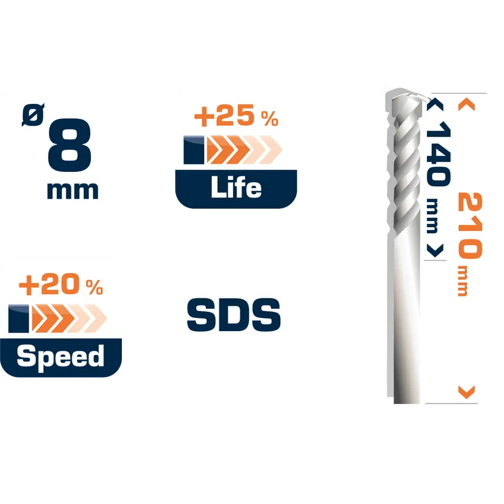 Бур по бетону SDS-plus 6х140х210 мм Dexter FD-A0176 16659820 STLM-2086810  - Вид №5