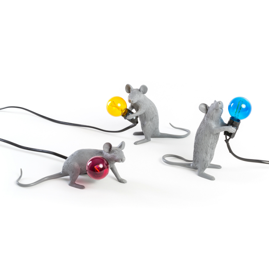 Светильник настольный Mouse Lamp Sitting, серый Seletti 14939 - Вид №7