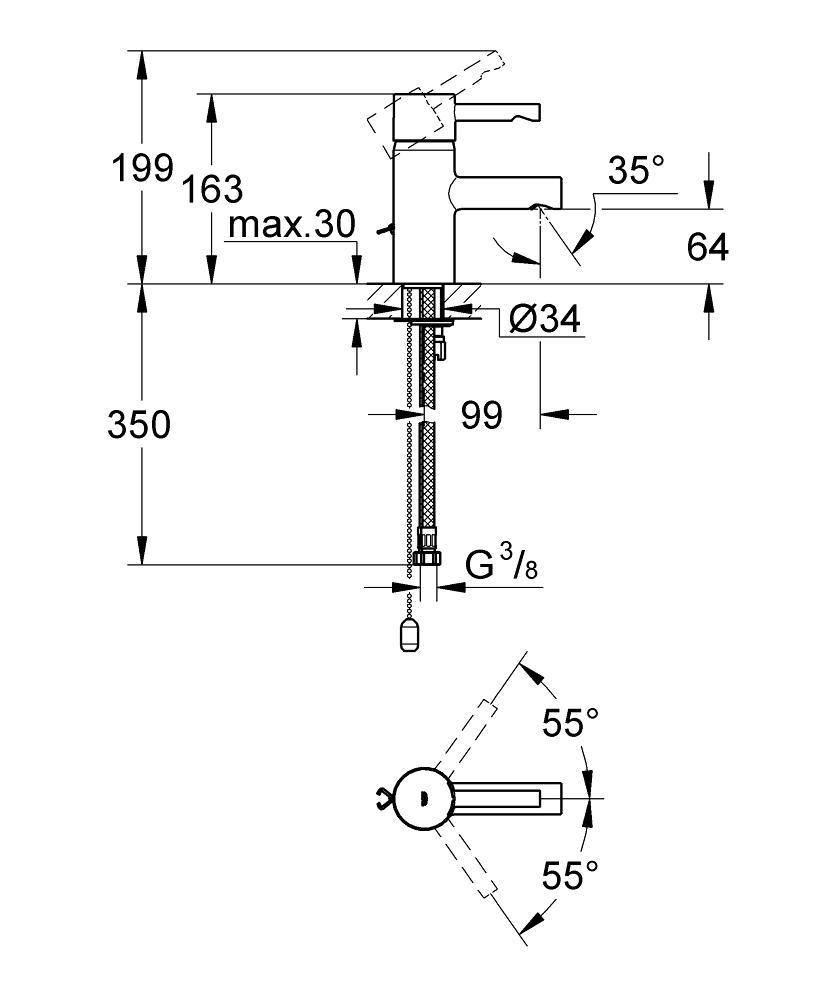 33596000 Смеситель для раковины Grohe Essence хром - Вид №1