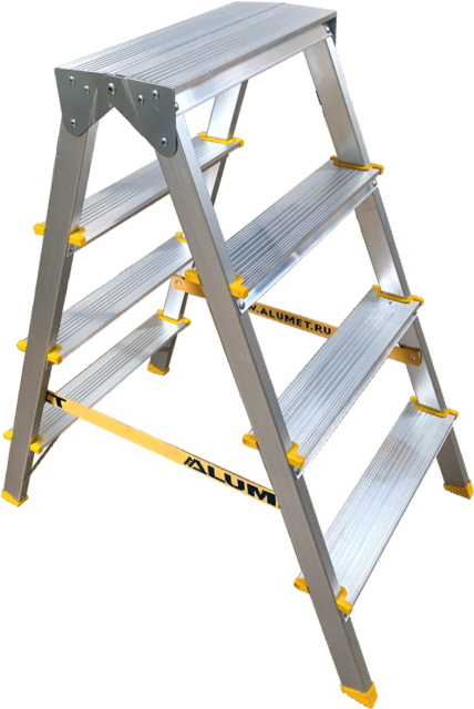 Стремянка алюминиевая двухсторонняя с анодированным покрытием Premium