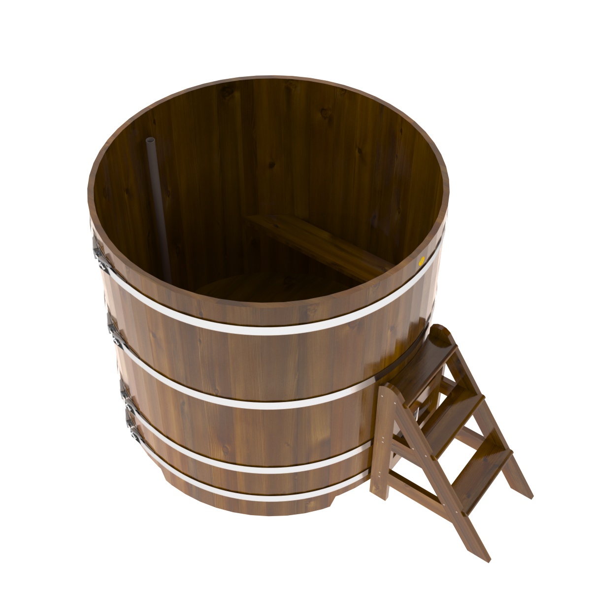 2236 Купель круглая из лиственницы Рустик d=1,50х1,4 морёная Alyarus  - Вид №2