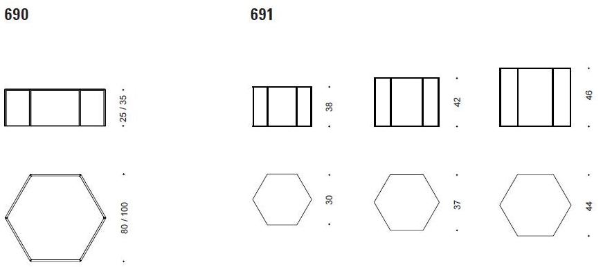 Desalto Шестиугольный журнальный столик из стали и хрусталя sun-id-1398436 - Вид №7