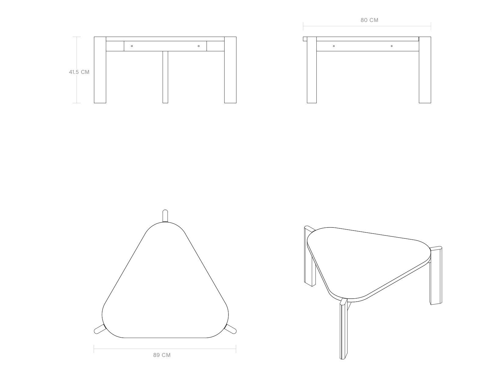 Треугольный журнальный столик из тикового дерева Phantom Hands Project Chandigarh ARCH-00091767 - Вид №5