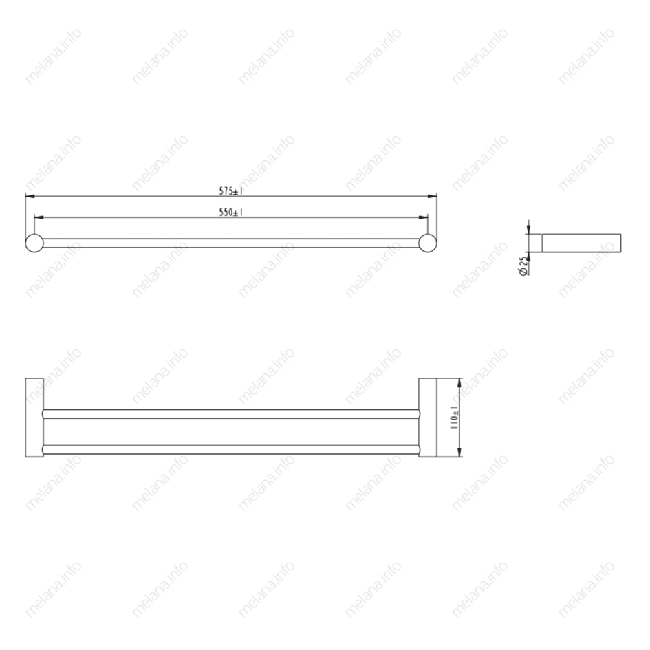 Двойная штанга для полотенец MELANA сатин хром MLN-865002 865 серия - Вид №1