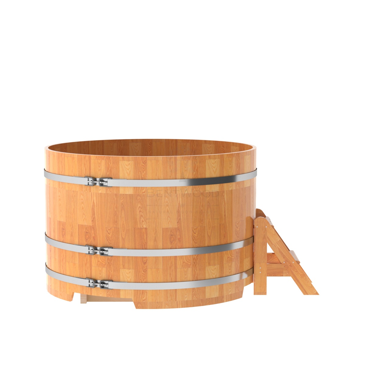 1519 Купель круглая из сращенных ламелей лиственницы d=1,50х1,0 натуральная Alyarus  - Вид №2