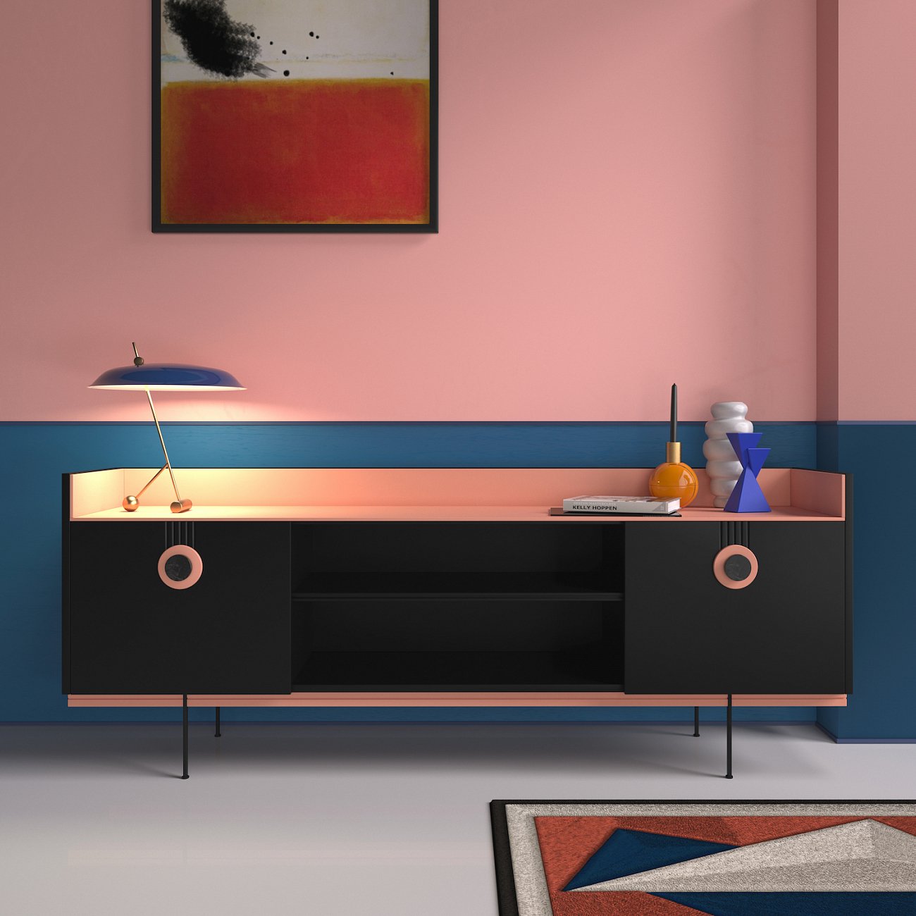 Тумба под телевизор черная Lago BRAGIN DESIGN LIVING 00-3974643 Черный - Вид №1