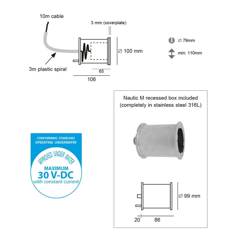 Алюминиевая погружная лампа для бассейнов BEL-LIGHTING NAUTIC ARCH-00032389 - Вид №6