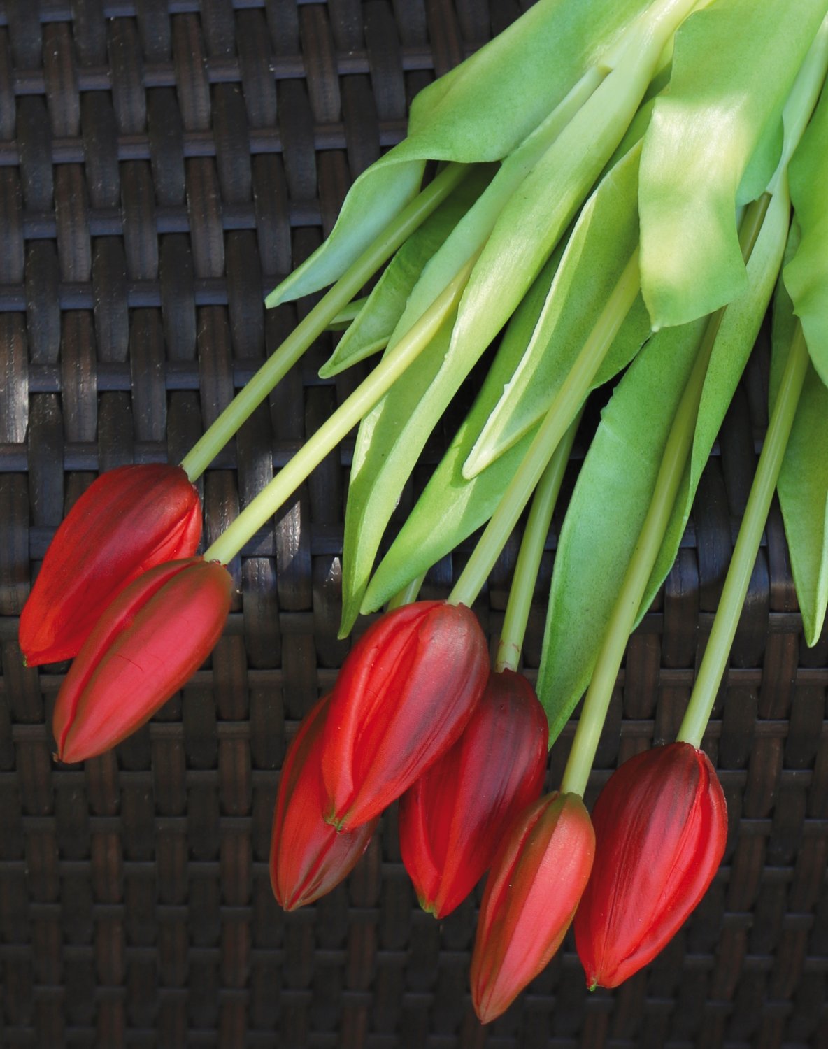 2942 444 a3 Букет искусственных тюльпанов, 7-кратный, 44 см, real touch, красный H-andreas  - Вид №1