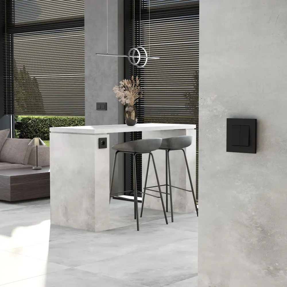 Выключатель встраиваемый Werkel 2 клавиши с самовозвратом цвет черный матовый Встраиваемые механизмы STLM-2145303 - Вид №1