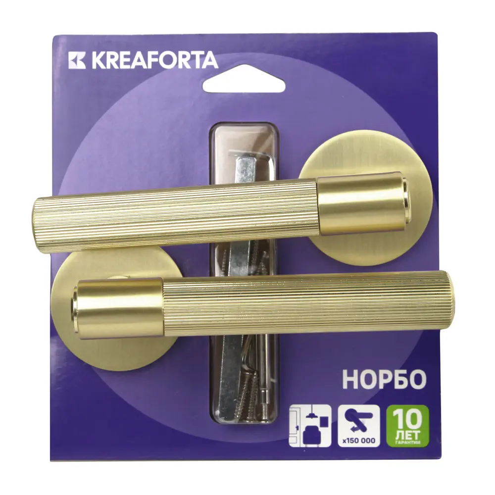 Дверная ручка на розетке KREAFORTA Норбо без запирания цвет золото STLM-2073901 - Вид №3