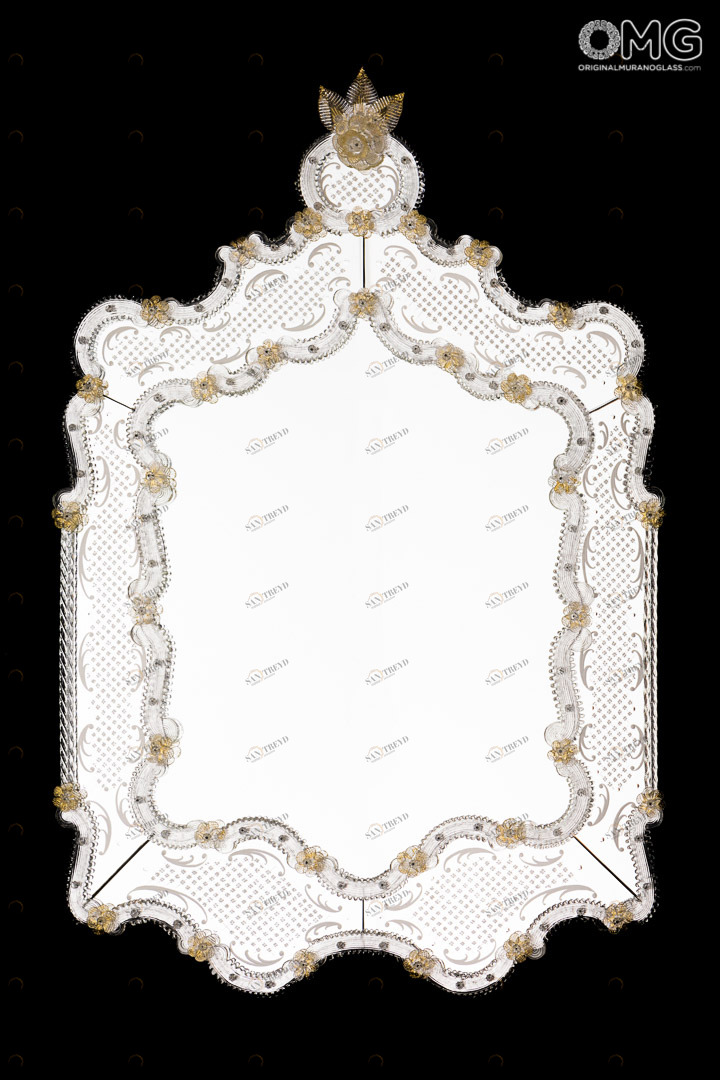3629 ORIGINALMURANOGLASS Венецианское зеркало Октавиан - муранское стекло OMG  см 