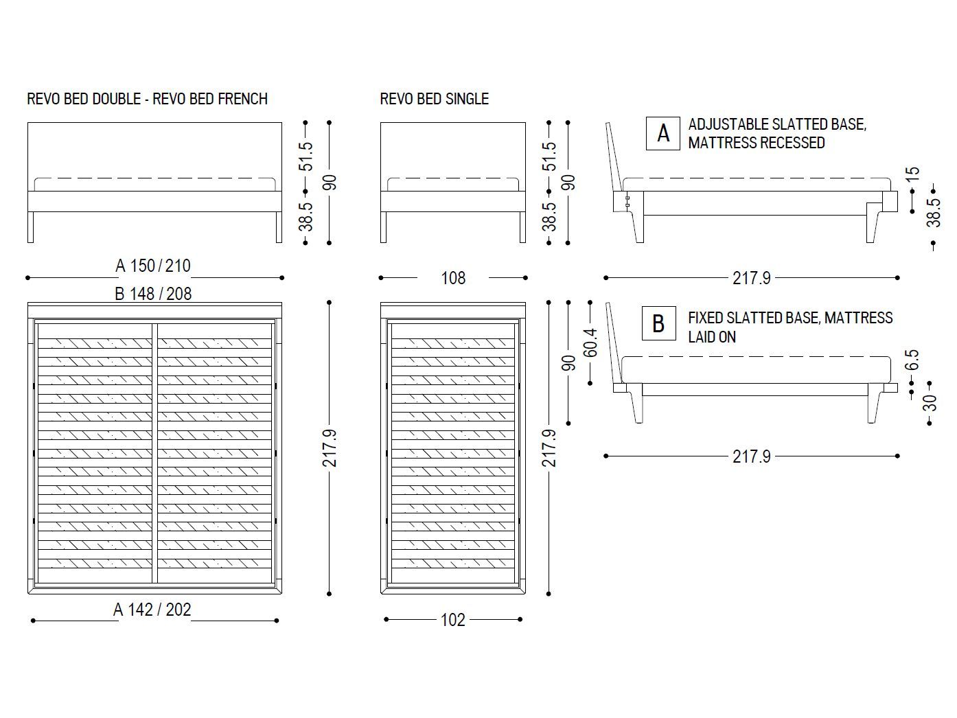 Двуспальная кровать из массива дерева Riva 1920 REVO BED ARCH-00080634 - Вид №2
