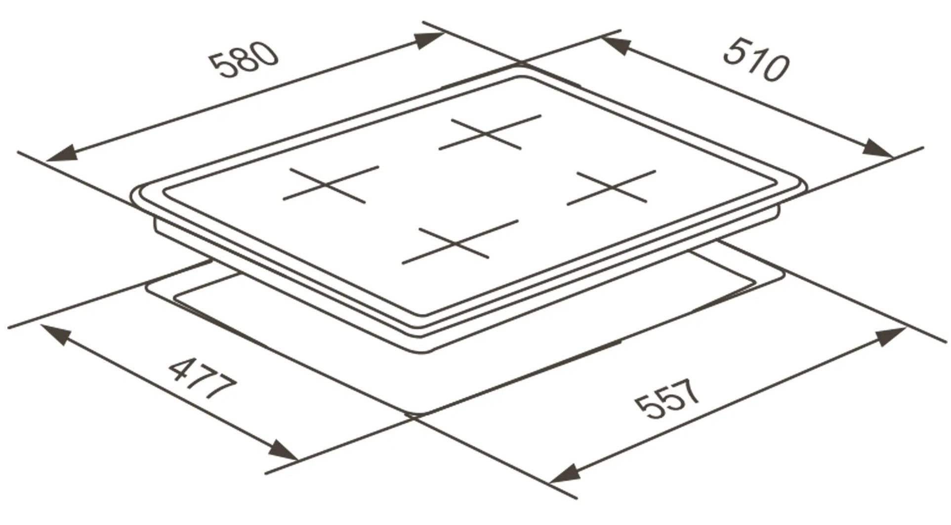 9168781 Газовая варочная поверхность Meferi MGH604BK GLASS POWER STDN-0146736 - Вид №17