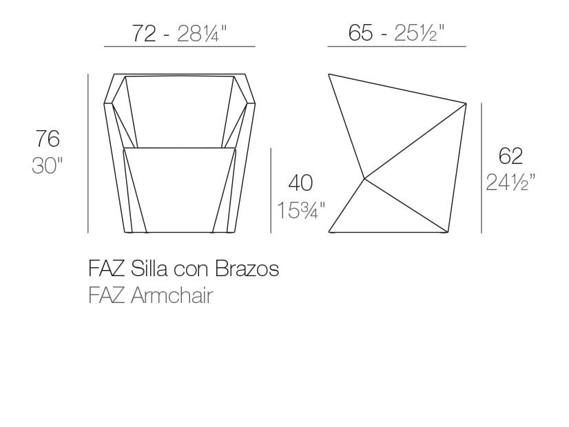 Полипропиленовое садовое кресло с подлокотниками Vondom Faz ARCH-00076672 - Вид №1