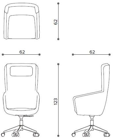 True Design Кресло исполнительное вращающееся с 5 спицами на колесиках Arca Aa609c - Вид №4