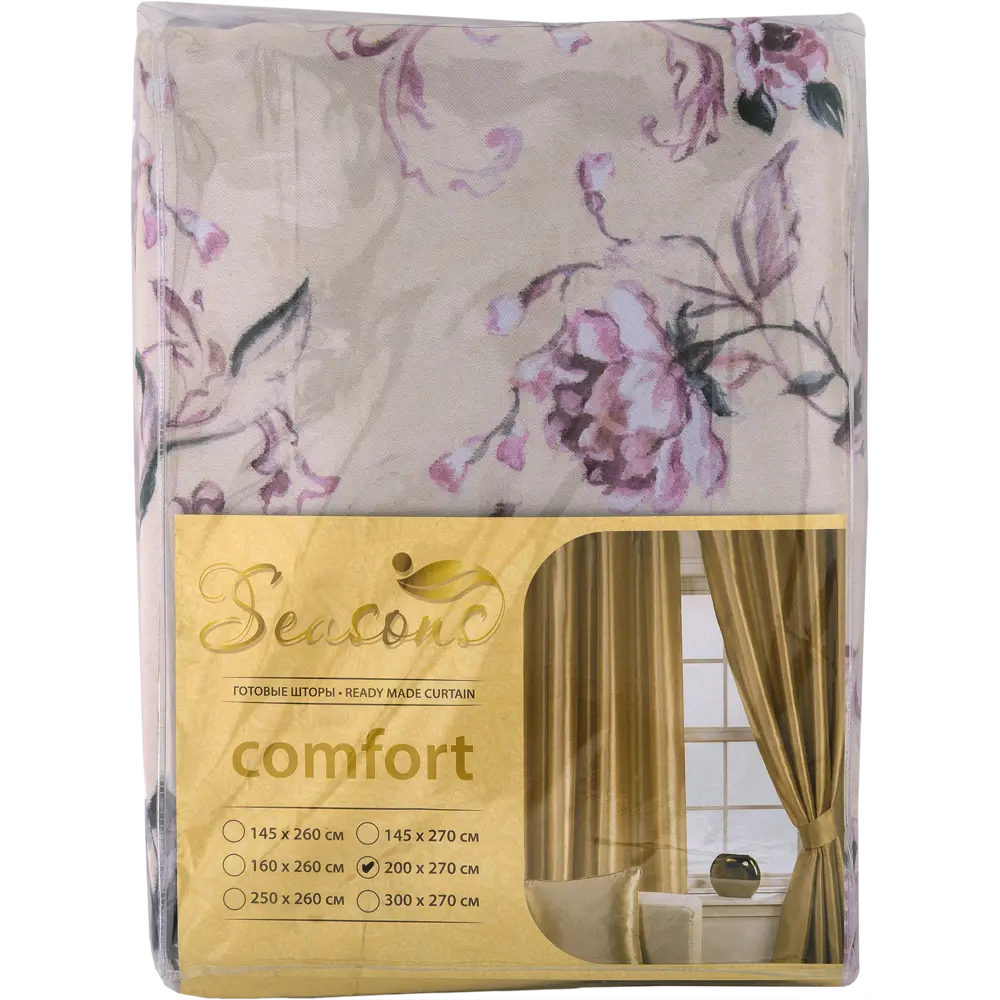 Штора на ленте «Розы» 200х260 см полиэстер цвет бежевый SEASONS STLM-2093532 - Вид №5