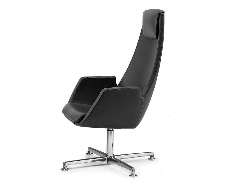 4-спицевое кожаное вращающееся офисное кресло с высокой спинкой TALIN Nubia ARCH-00094662