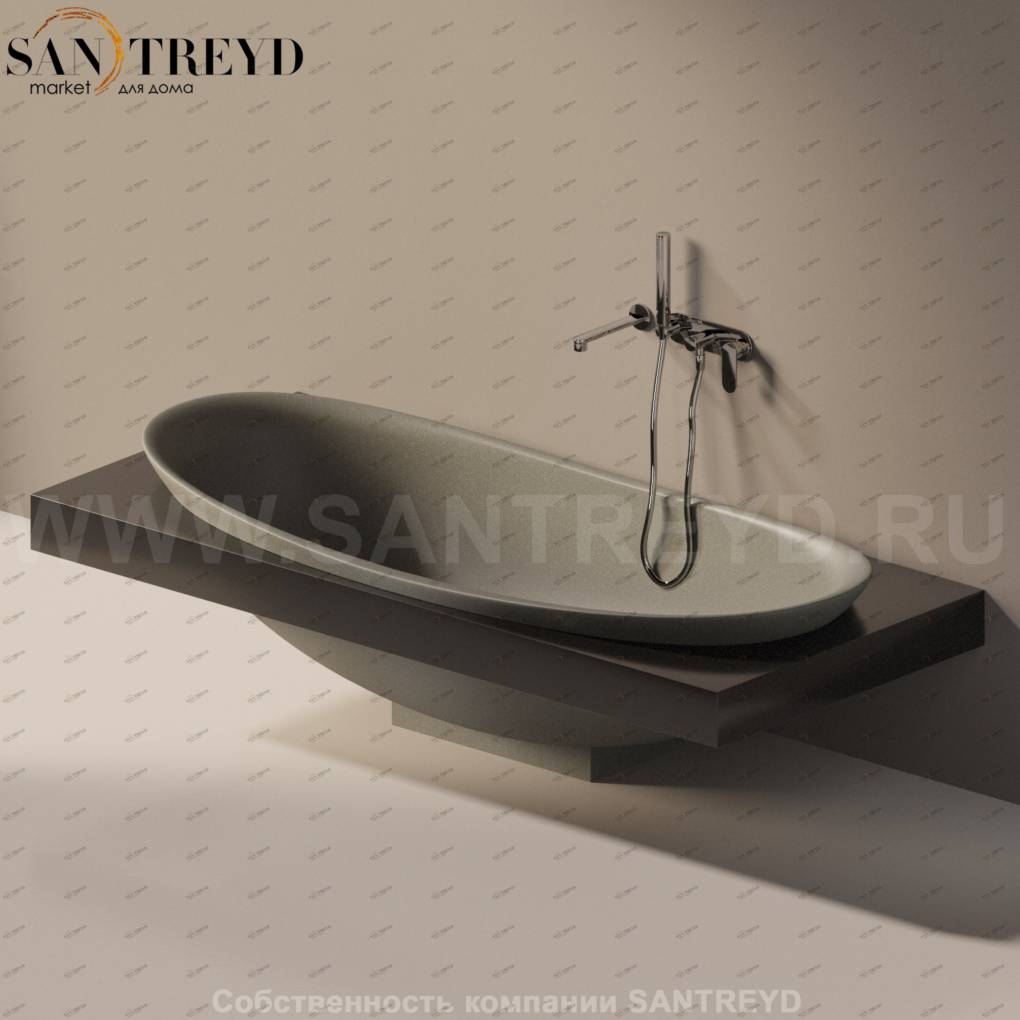 Flaminia IO e SI Ванна встроенная 193 см серая IOeSI84.7037 Ceramica Flaminia