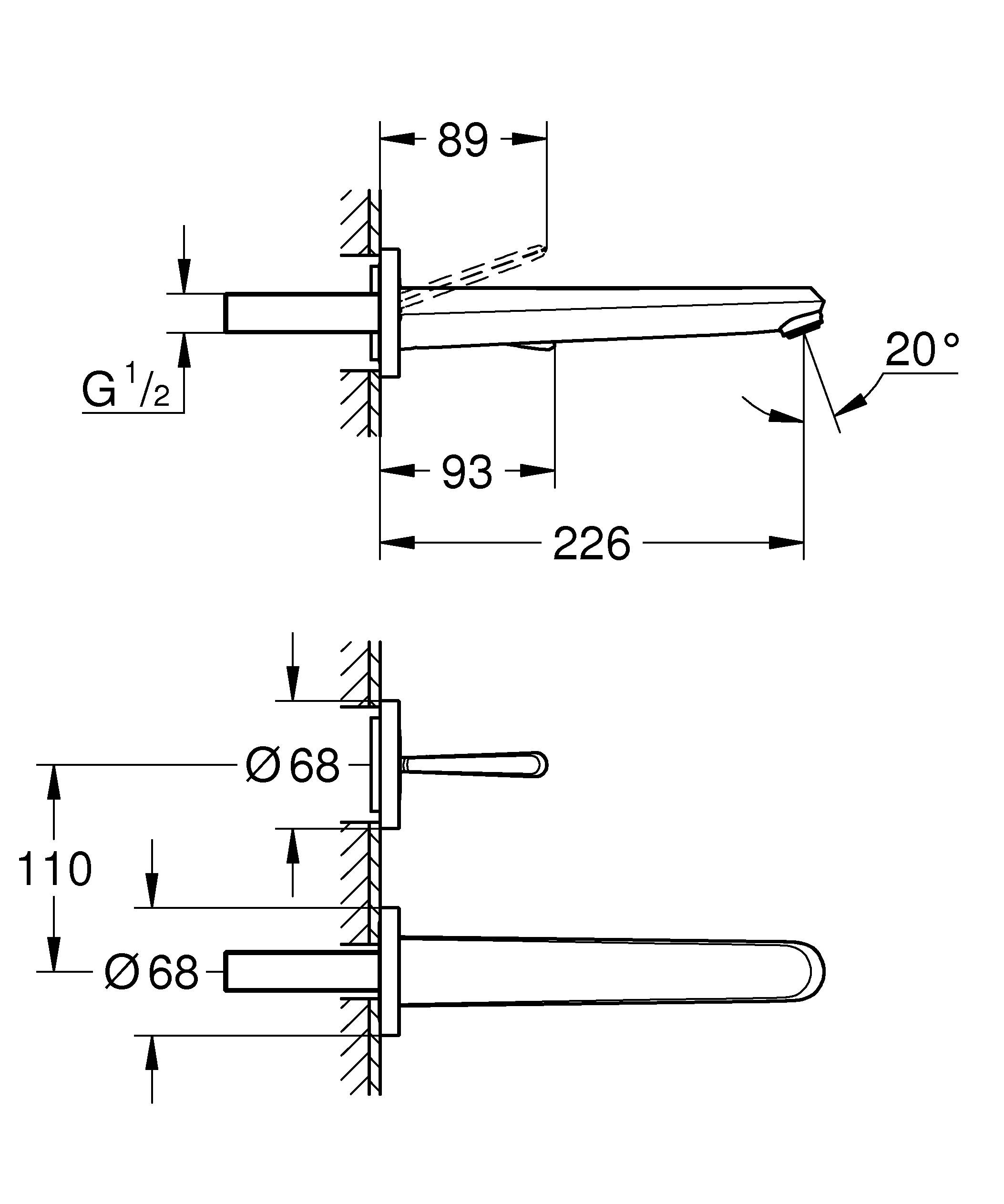 Смеситель для раковины GROHE Eurodisc Joy (излив 230 мм), внешняя часть, хром (19969000) - Вид №1
