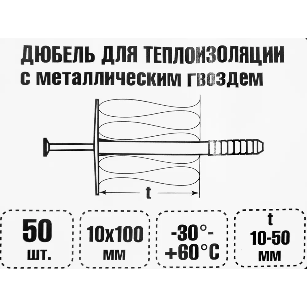 Дюбель изоляционный Standers 10x100 мм, с металлическим гвоздём, 50 шт. 81933066 STLM-2202789  - Вид №5
