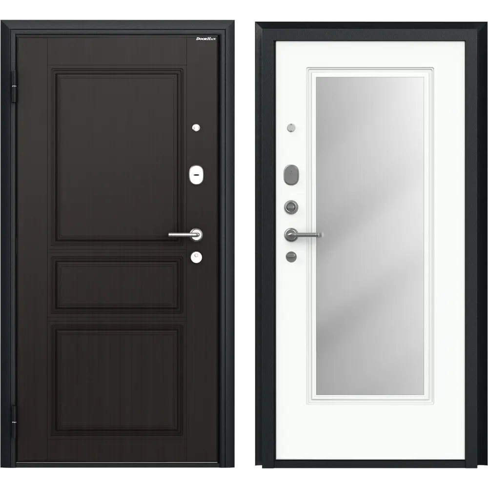 Дверь входная металлическая Премиум New 88x205 см левая белый с зеркалом DOORHAN STLM-2151565