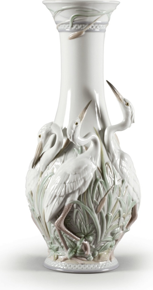 10669008 LLADRO Ваза Lladro "Цапли" 17x35см Фарфор Lladró 