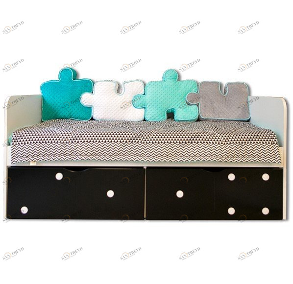 Детский диван-кровать с 2 ящиками "Продленка" МАНДАРИН ПРОДЛЕНКА 178744 Белый;черный Santreyd 