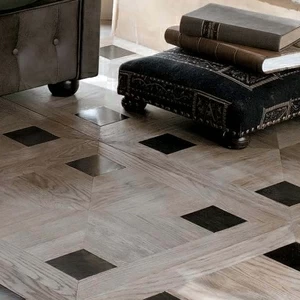 Напольное покрытие из дерева (инкрустация мраморная "nero belgio" из светлого дуба) ddpr24 rc mn Devon Devon INTARSIA