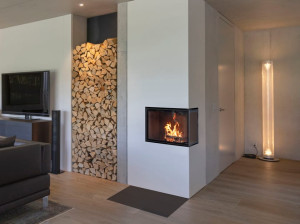 Стальной дровяной угловой камин