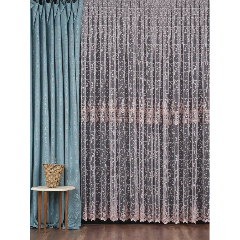 Тюль с вышивкой на сетке «Грация» 1 п/м 290 см цвет пудра ELIT HOME STLM-2192049 - Вид №1