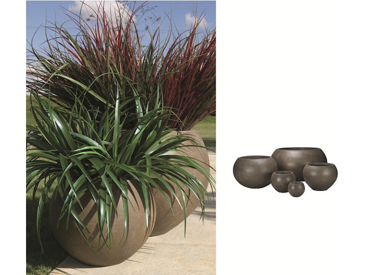 Уличный вазон круглый 40х32 см серый мрамор "Бирмингем" LE-VILLAGE FLORERO 044743 Серый  - Вид №2