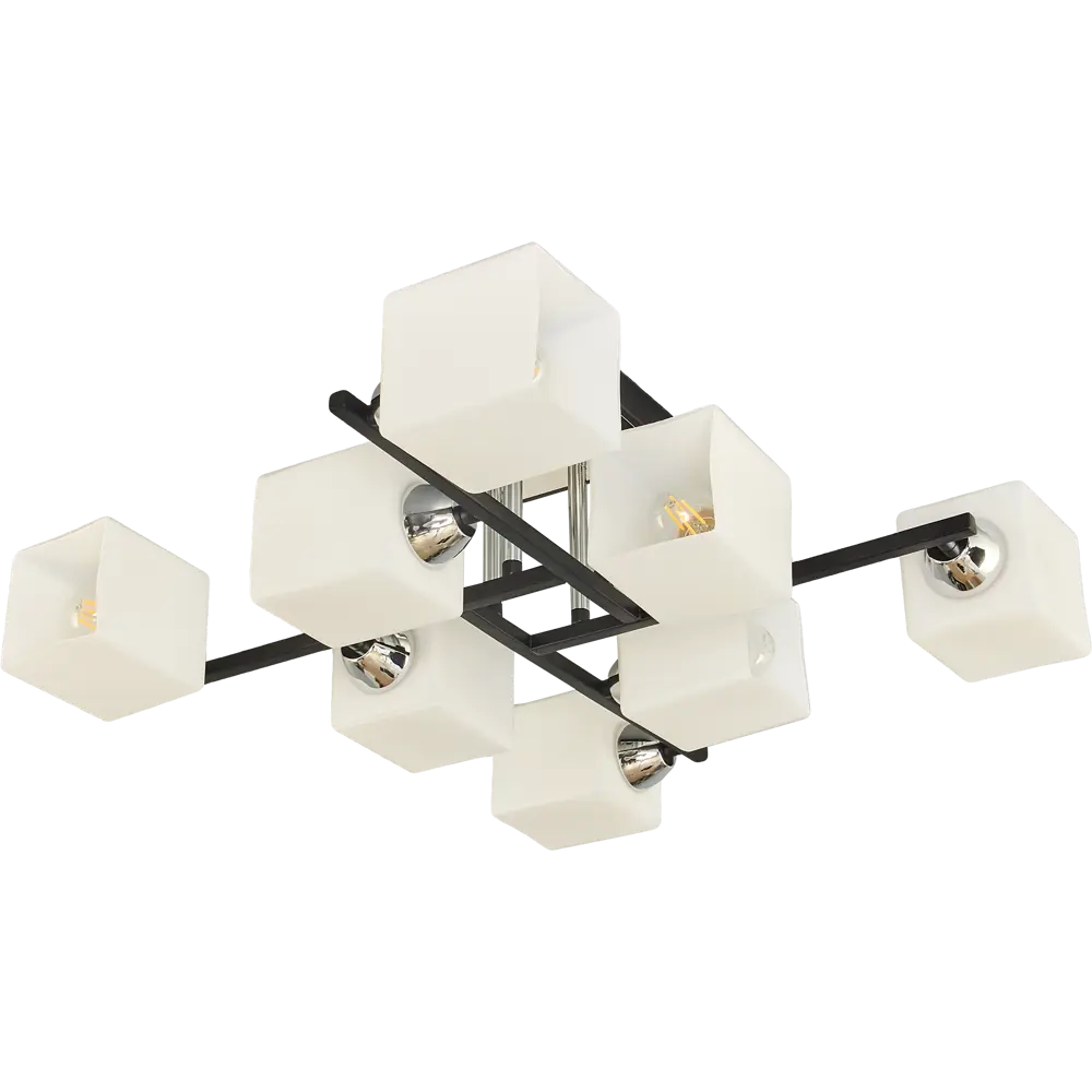 Люстра Тетро 8xE27x60 Вт, металл/стекло, цвет хром/чёрный/белый MW-Light STLM-2153372 - Вид №2