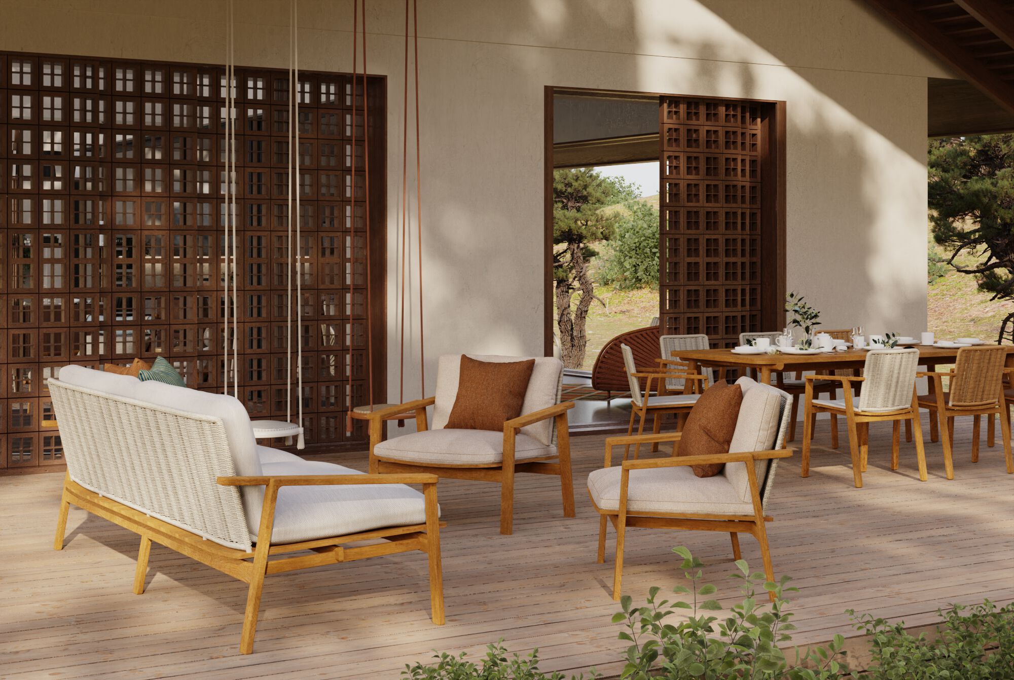 Садовое кресло из тикового дерева с подлокотниками YAAZ Denk ARCH-00026564 - Вид №4