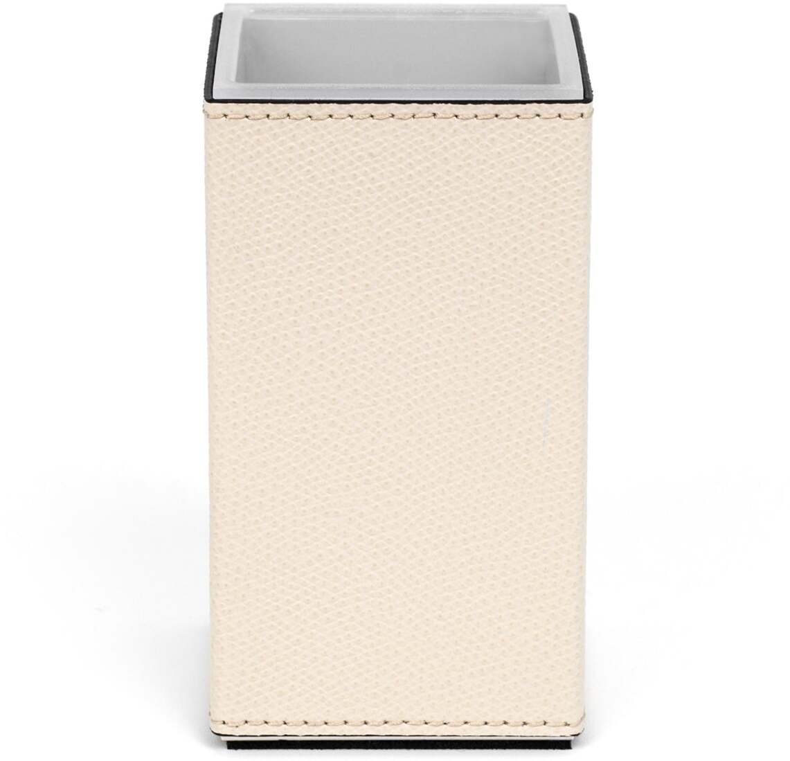 Квадратный держатель для зубных щеток Poseidon - 6X6XH11,5 см / тканая кожа_темно-серый