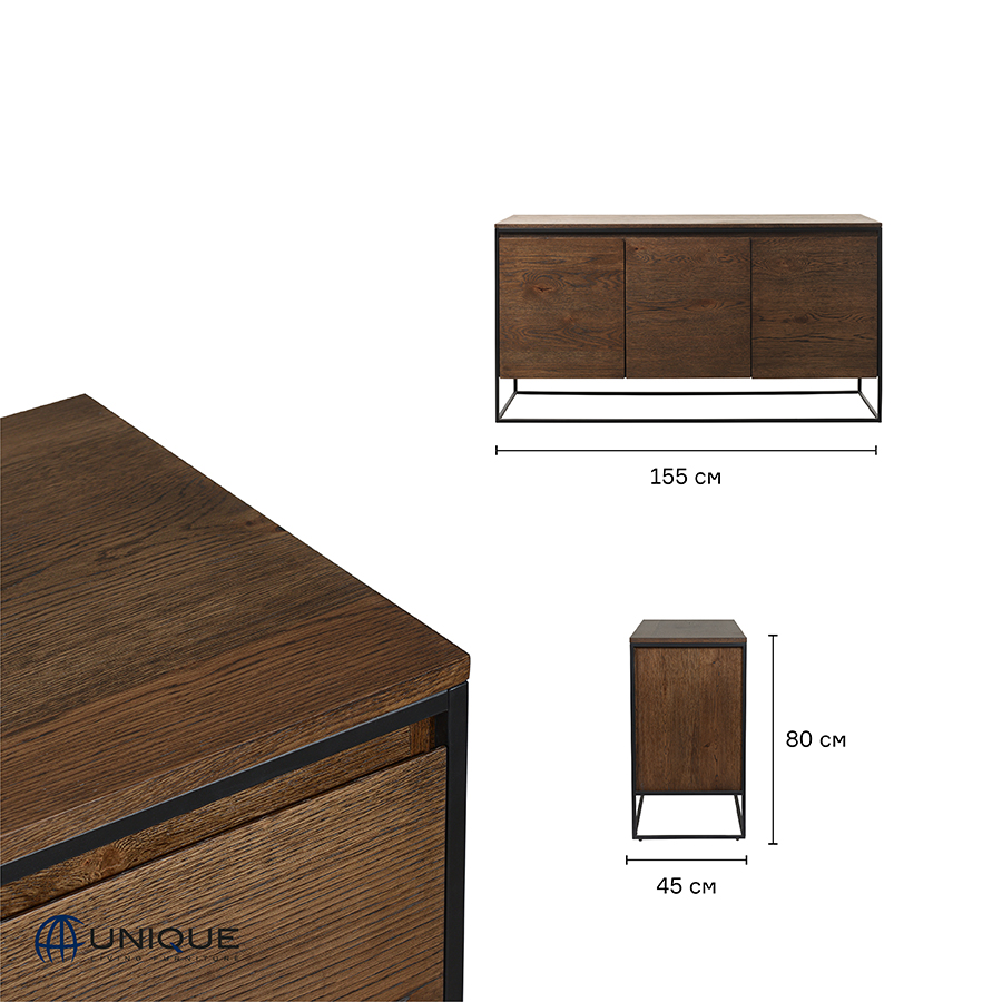 40813020 Комод , rivoli, 3 секции, 155х45х80 см Unique Furniture  - Вид №6