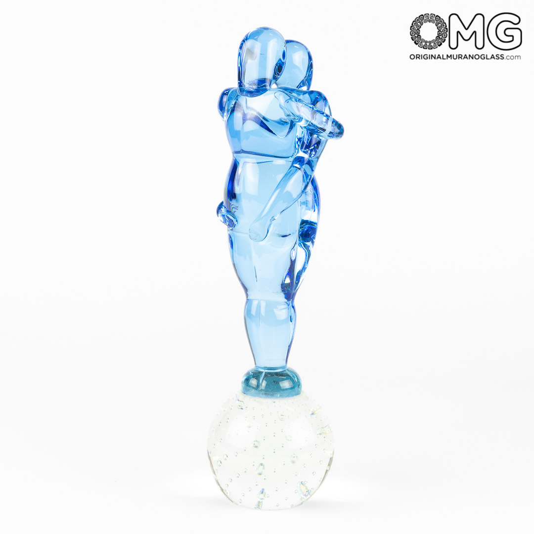 3581 ORIGINALMURANOGLASS Скульптура Влюблённые - лазурная - муранское стекло OMG 7 см  - Вид №1