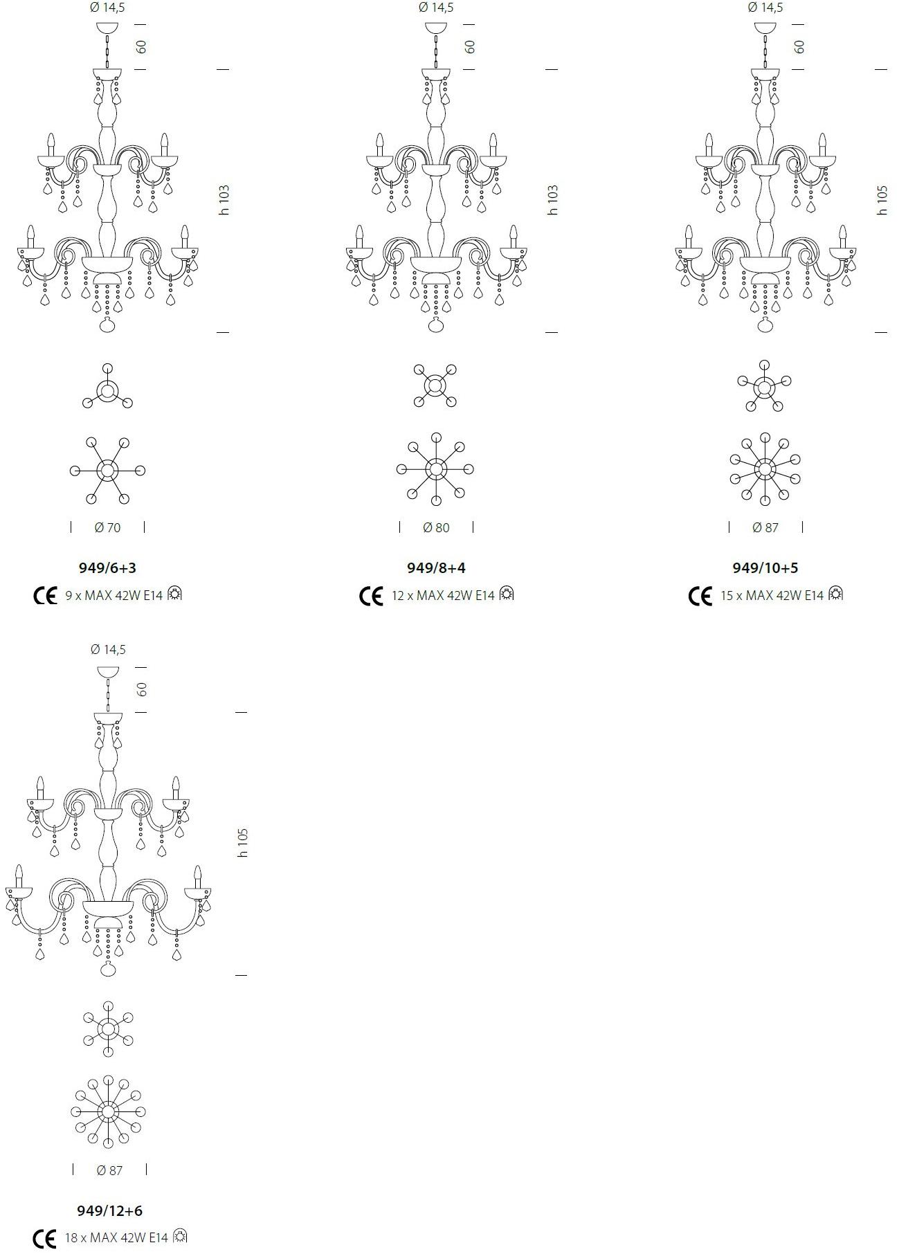 Sylcom Люстра из стекла с кристаллами Dandolo 947/949 - Вид №10