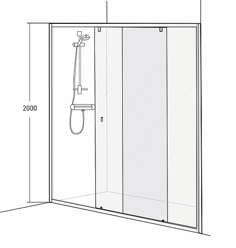 4981036145 IDO Showerama 8-1 раздвижная дверь, Матовый профиль / матовое стекло, 1450 мм  - Вид №3