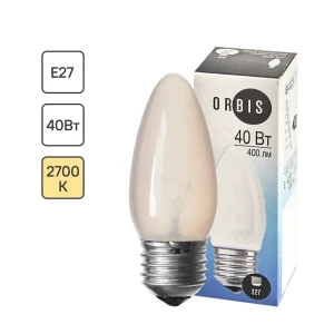 Лампа накаливания Orbis E27 230 В 40 Вт свеча матовая 400 лм