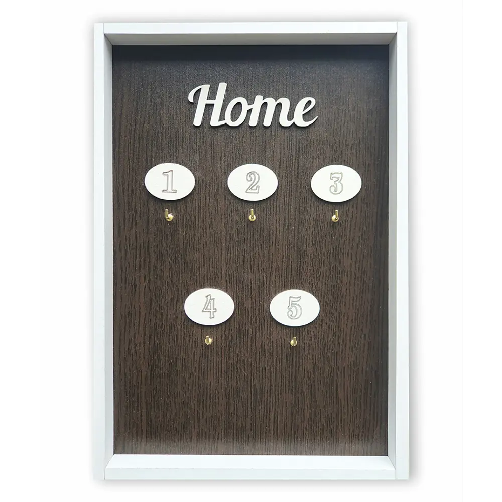 Ключница с 5 крючками Home 20x30x5 мм МДФ цвет белый Santreyd STLM-2157289