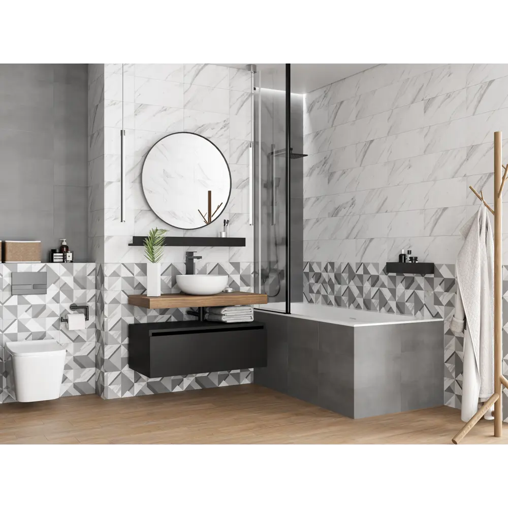 Настенная плитка KREAFORTA Mersey Concrete 20x40 см 1.62 м² матовая цвет графит STLM-2115820 - Вид №8