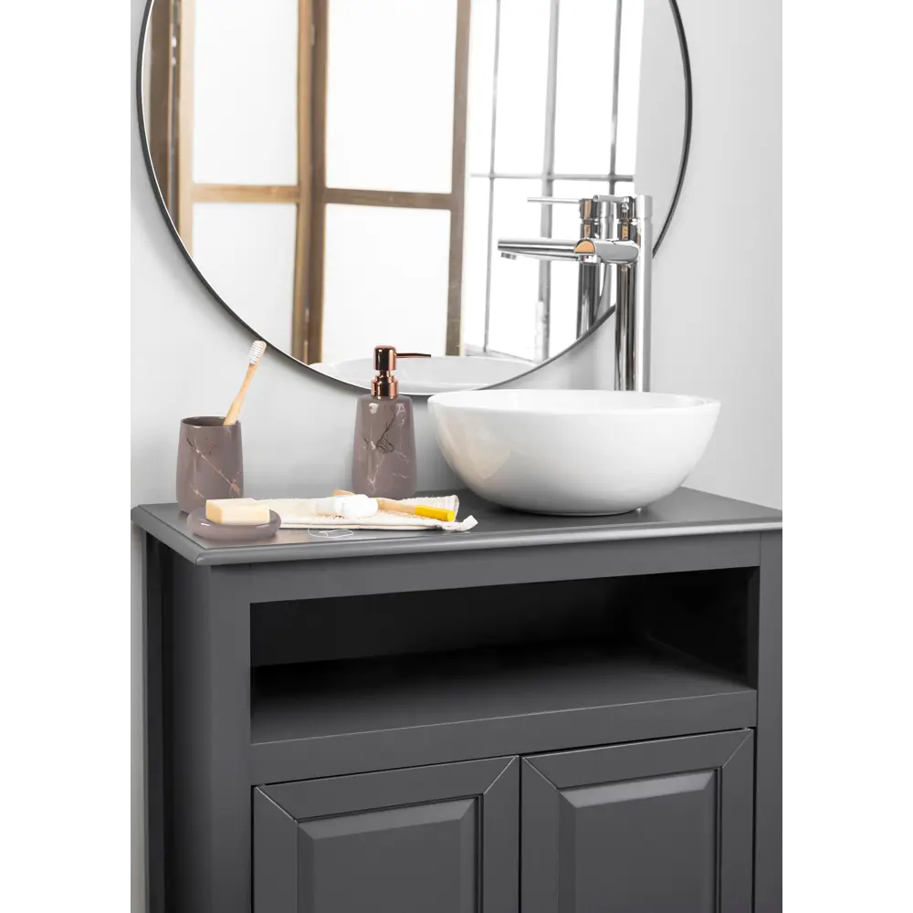 Стакан для зубных щёток Swensa Stage керамика цвет бежевый STLM-2010183 - Вид №2