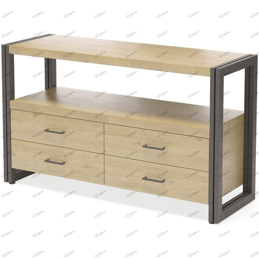 Тумба под телевизор с ящиками бежевая Neo Loft MILLWOOD RAW 134406 Бежевый 