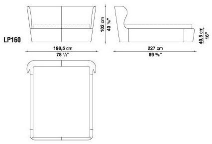 B&B Italia Двуспальная кровать из ткани с мягким изголовьем Papilio sun-id-1374177 - Вид №4