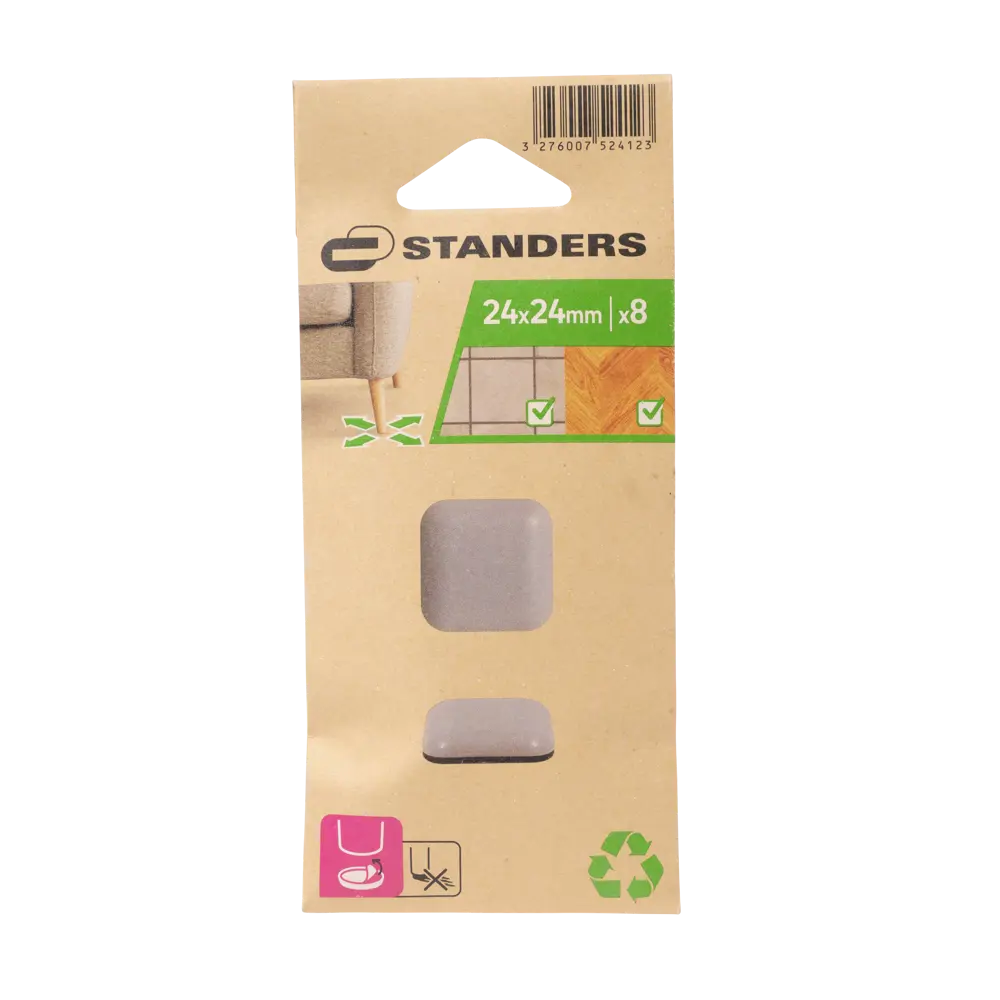 Накладки Standers 24x24 мм ПВХ квадратные цвет серый 8 шт STLM-2137144 - Вид №3