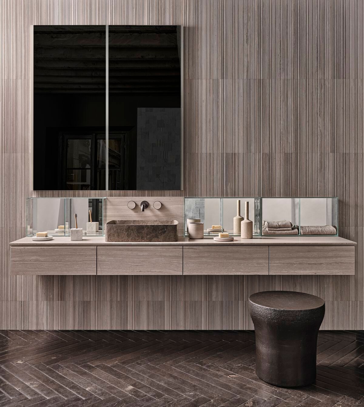 Мраморный секционный умывальник с зеркалом Salvatori HITO ARCH-00066235 - Вид №4