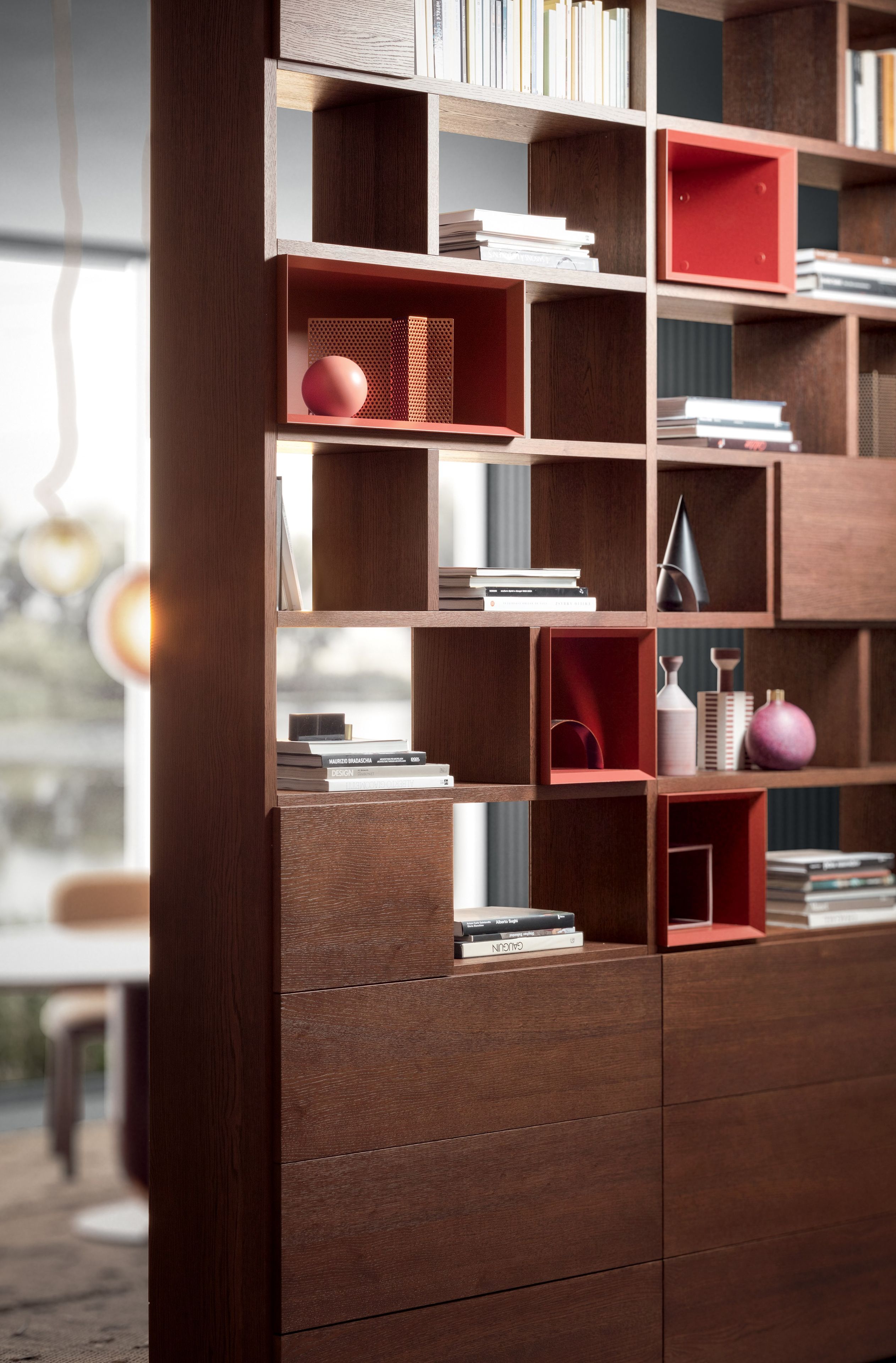 Деревянный секционный двухсторонний книжный шкаф Pianca Spazioteca ARCH-00086866 - Вид №1
