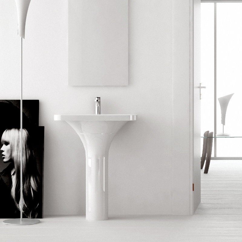 18829 Подвесная раковина настенная овальная Ceramica Hidra FLAT белая - Вид №8